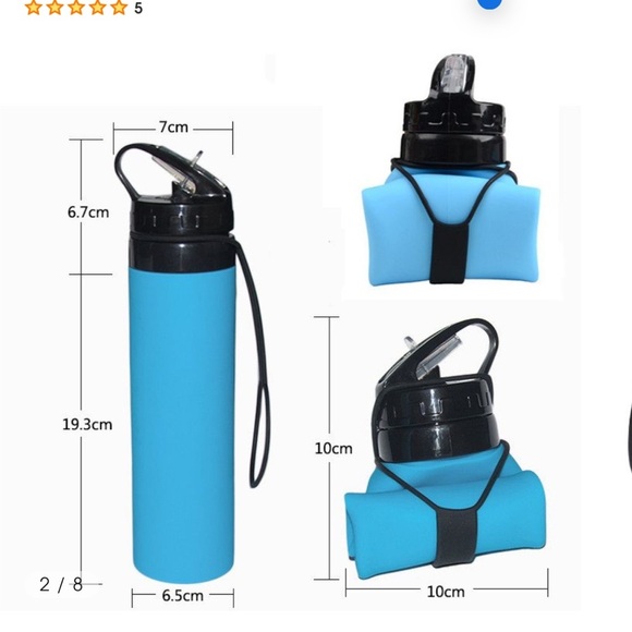 Collapsible‎ Silicone Water Bottle: 500/600ml Foldable - Picture 2 of 8